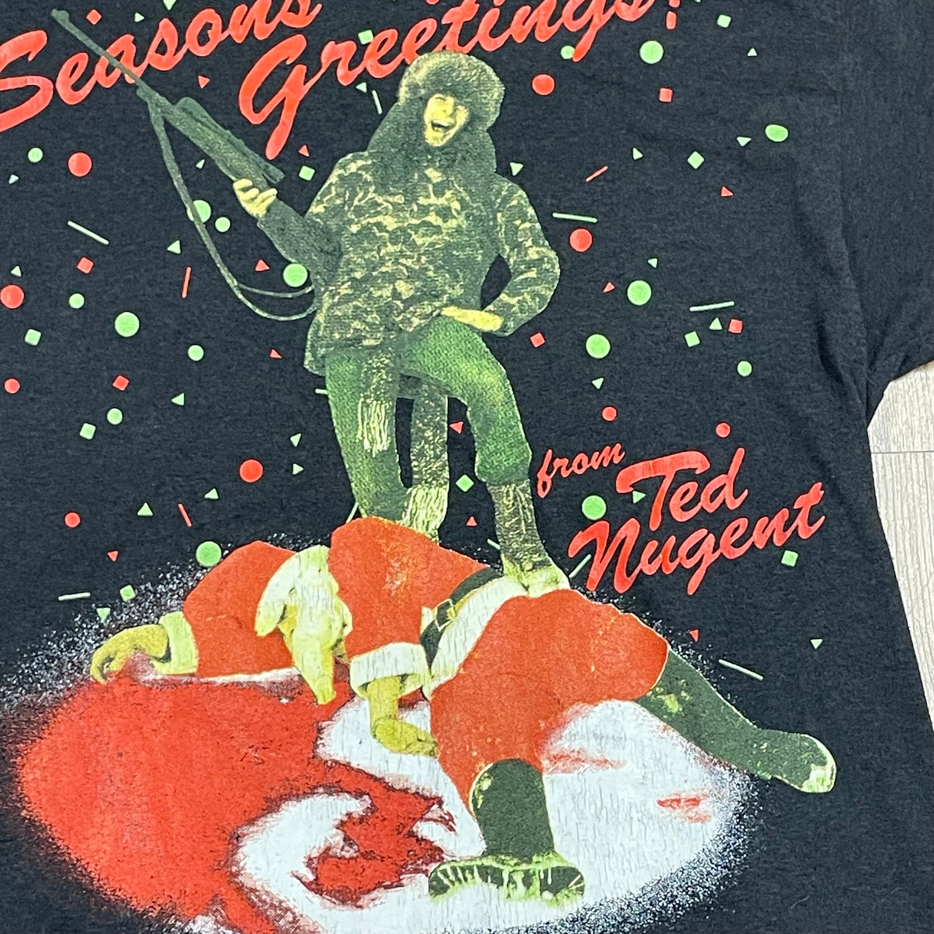 1990 Ted Nugent Seasons Greetings Whiplash Bash 50/50 Vintage T