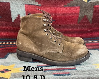 80s 1983 Dated Vtg Black Leather Combat Boots Lace up Ankle Army