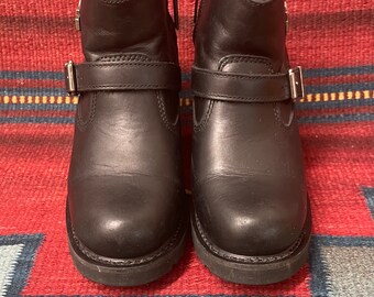 Bottes de motard western Harley Davidson en cuir pleine fleur noires ! Tout neuf avec boîte