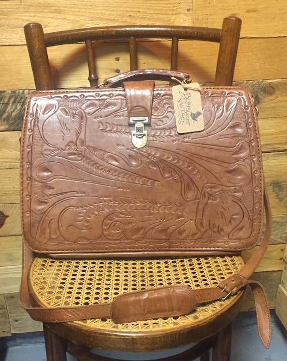 RARE 1970s / 1980s Hand Tooled Leather M.R. Canoa