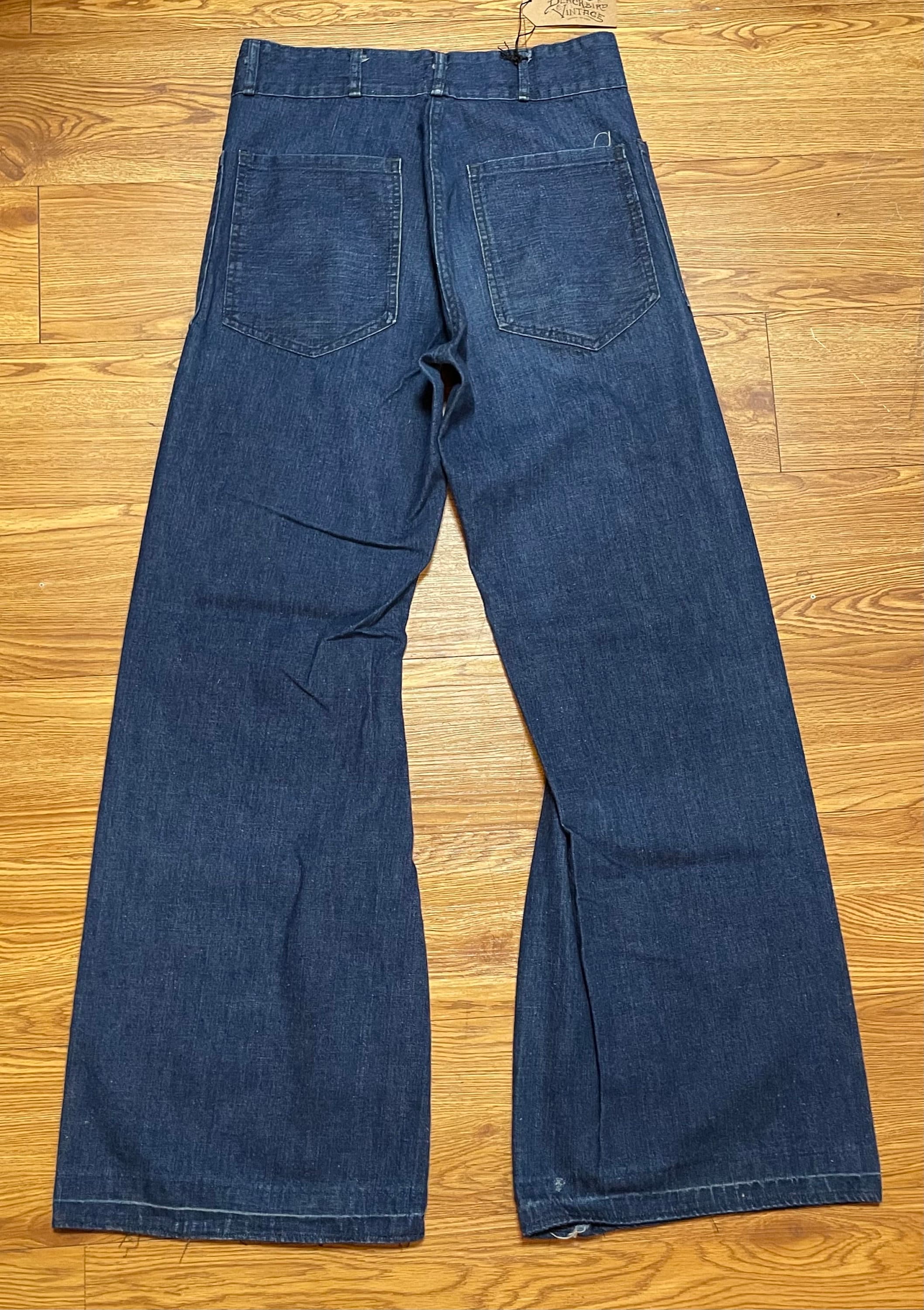 1950's Vintage Seafarer High Rise Sanforized Denim Navy Bell 1950's Vintage Seafarer High Rise Sanforized Denim Navy Bell