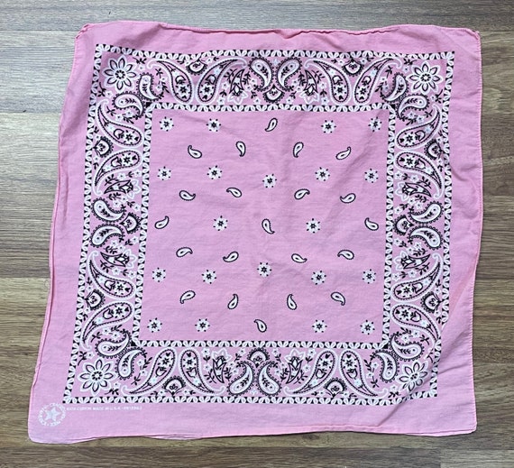 SOFT 1980’s Vintage Light Pink Bandanna Made In U… - image 1