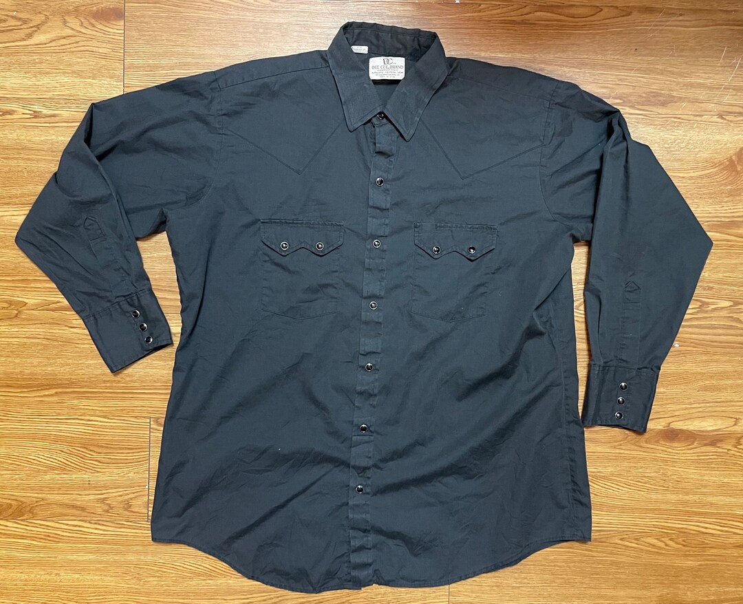 Vintage Dee Cee Western Wear Faded Black Pearl Snap Button Thin