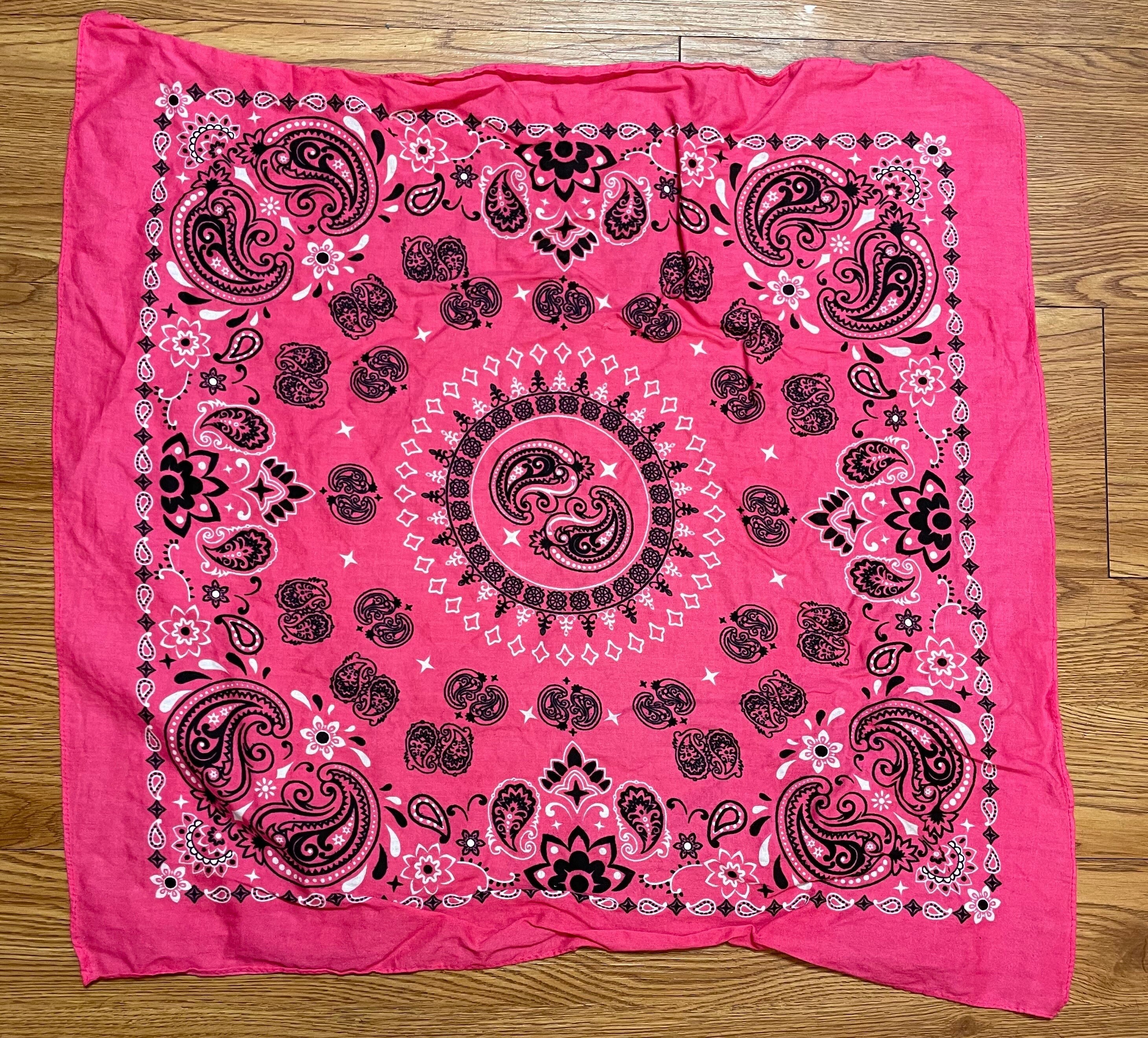 Vintage Bright Pink Bandanna Mandala Yin Yang Paisley Pattern - Etsy