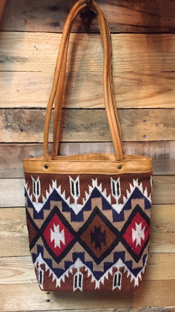 1990’s Vintage Wool and Leather Boho Ecuadorian Ha