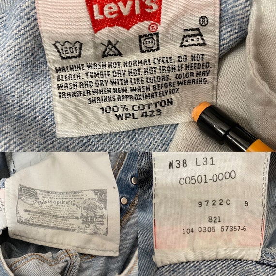 Broken-In & Distressed Vintage Button Fly Levi 50… - image 9