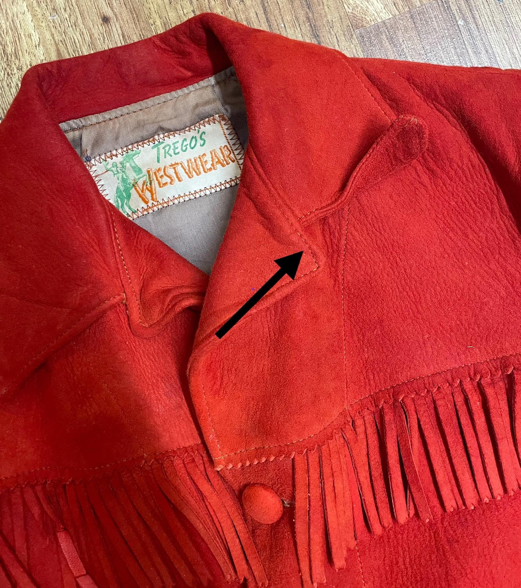 1940's Trego's Westwear Buttersoft Suede Fringe Red Leather