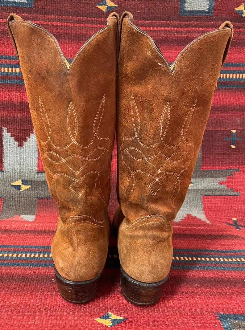 1970er / 1980er Jahre Levi's Orange Tab Herren Vintage Eingebrochene Cowboy Westernstiefel aus Wildleder Größe 12 D Bild 7