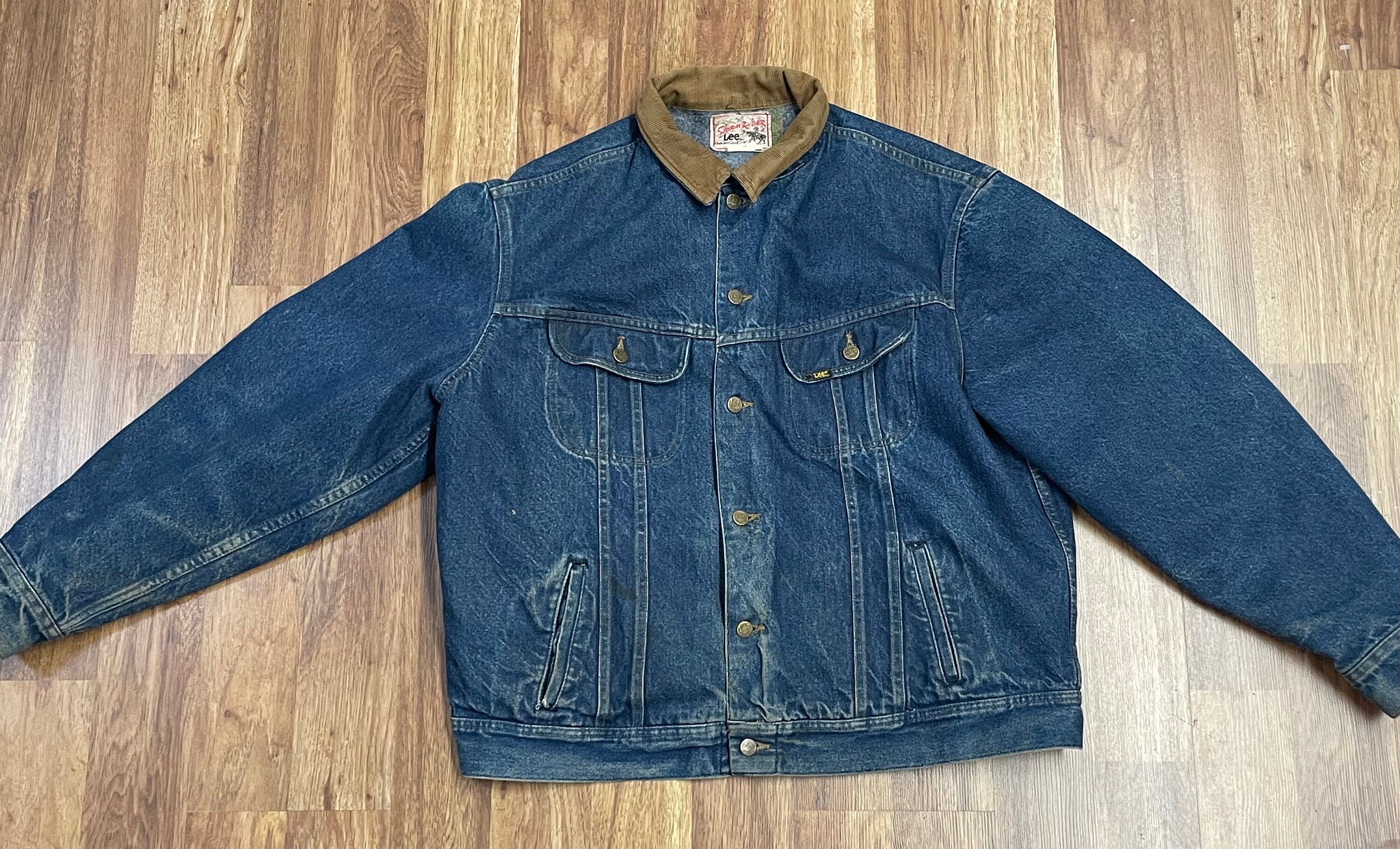 Vintage Lee Storm Rider Blanket Lined Denim Corduroy Collar 4