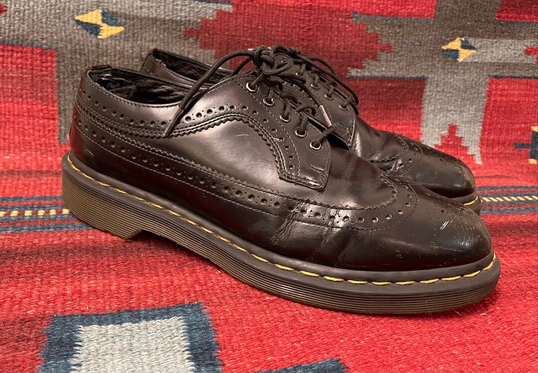 Broken in and Distressed Dr. Martens Smooth Black Leather Brogue Wingtip Oxfords US MENS Size 10 UK Size 9 Etsy Canada
