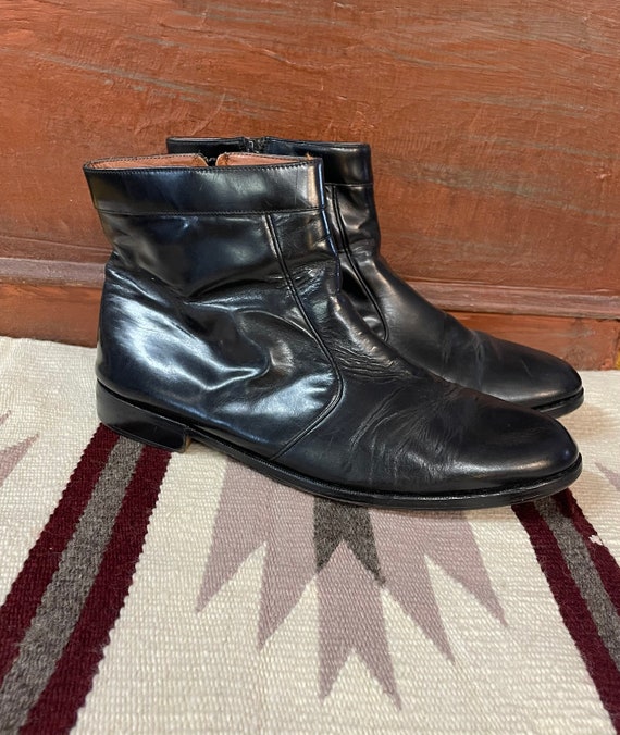 Men’s 1980s Black Leather Shoe Boots size 12