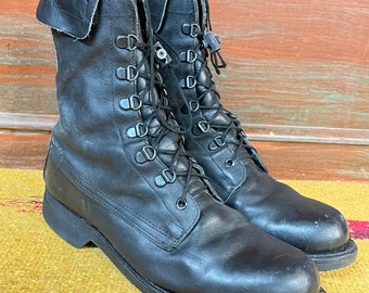 black fold down combat boots