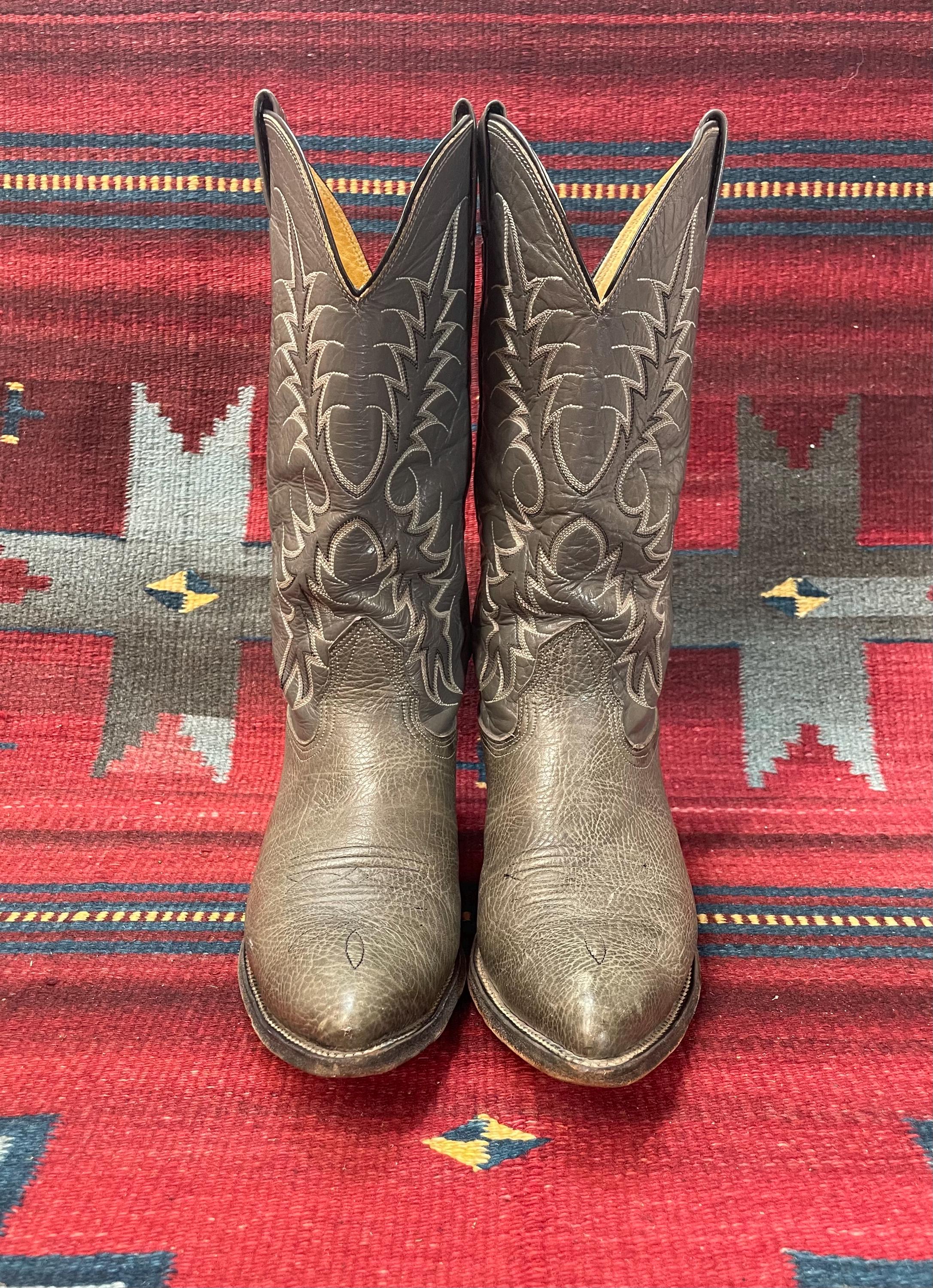 Bottes western homme vintage Nocona gris cuir doux pour hommes taille 9