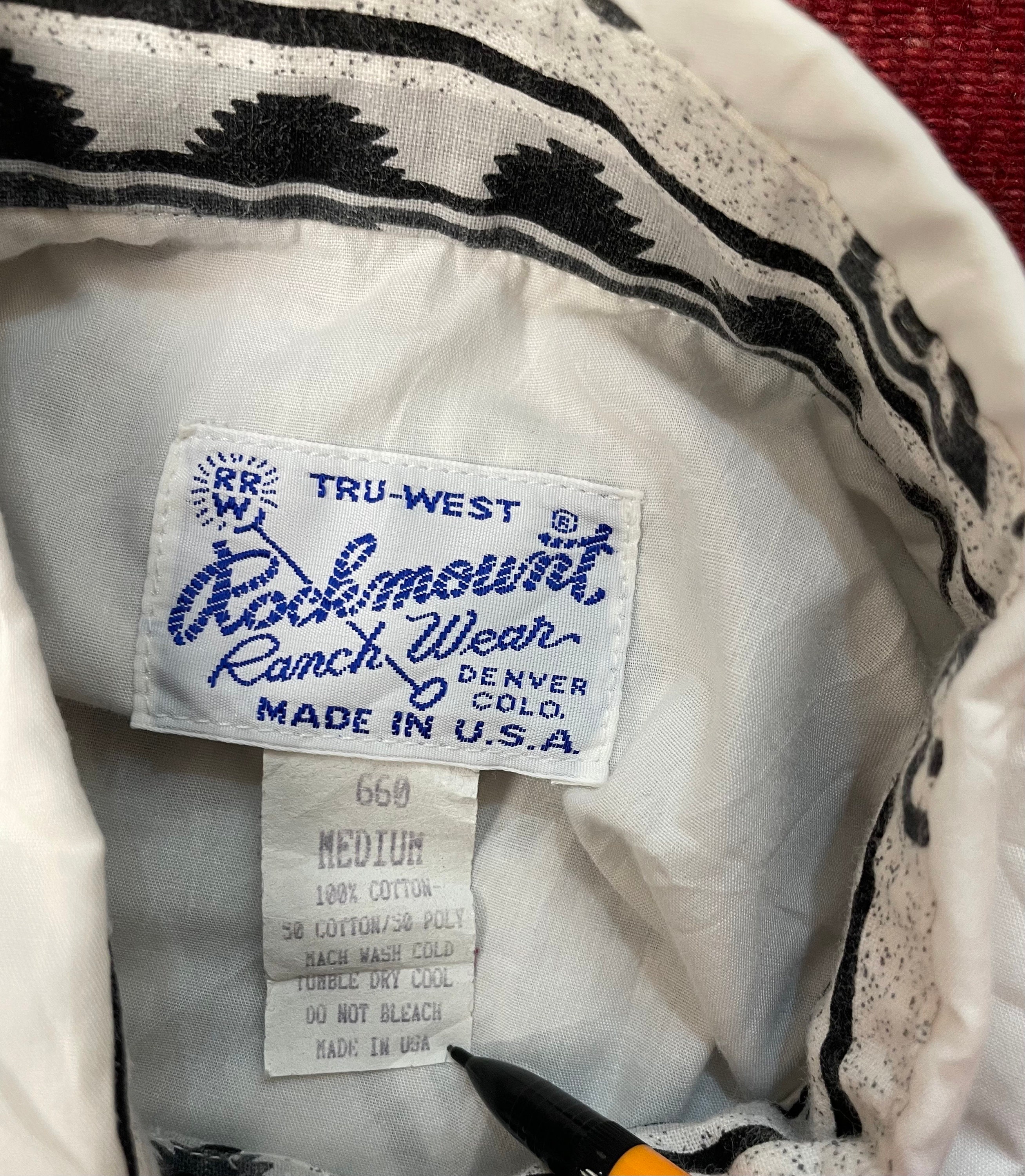 Vintage Rockmount Tru-west Ranch Wear Southwest Western Geometric