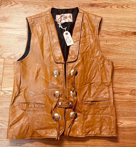 Original 1960’s Leather Concha  Vest unisex size M