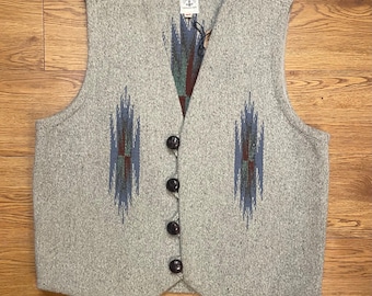 Chaleco de lana tejido a mano para hombre, marca Ortega's, Chimayo, Nuevo México, talla 40 (M).
