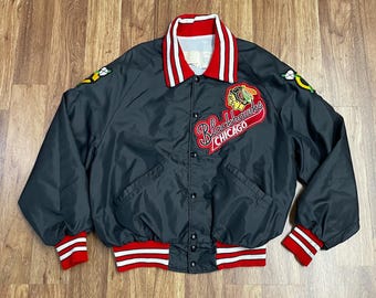 Vintage 90s Chicago Blackhawks Pro Player Color Block Embroidered 