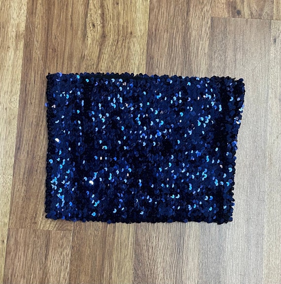 Vintage Disco Sequined Navy Blue cropped Tube Top… - image 4