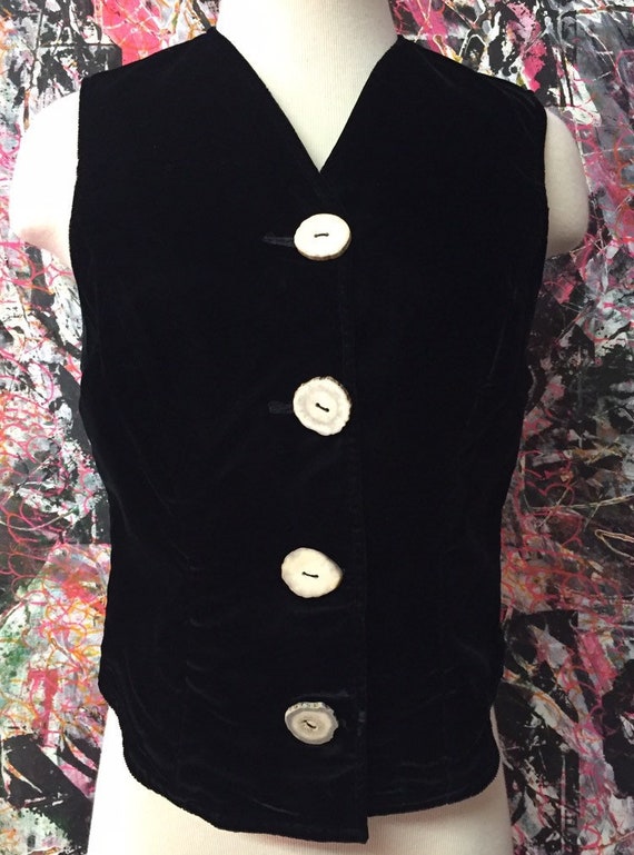 1960’s Luxe Black Bespoke Velvet Vest Ladies size 