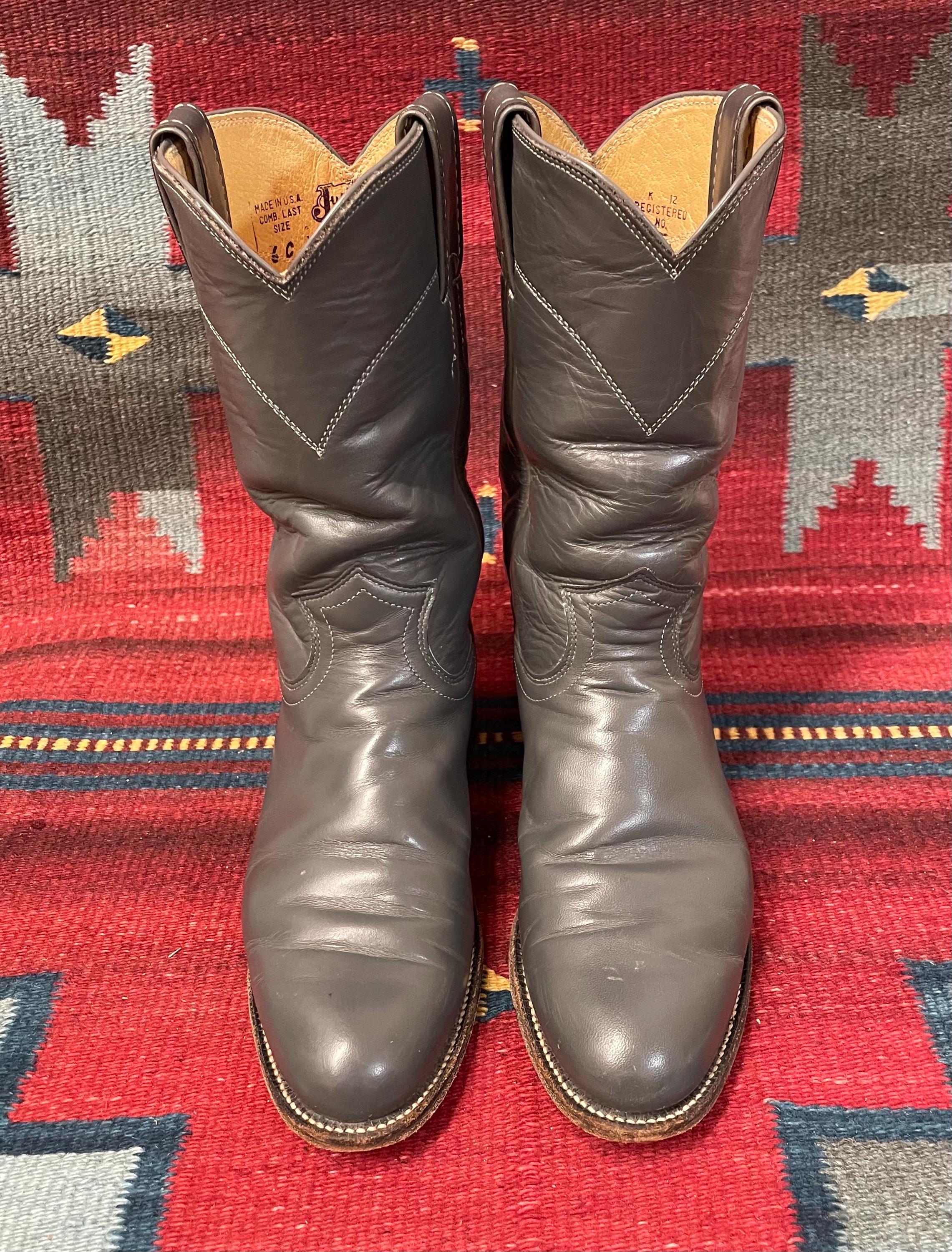 Justin Roper Boots  GRAY size 8 Justin Grey Leather Roper Western Cowboy Men main image 3