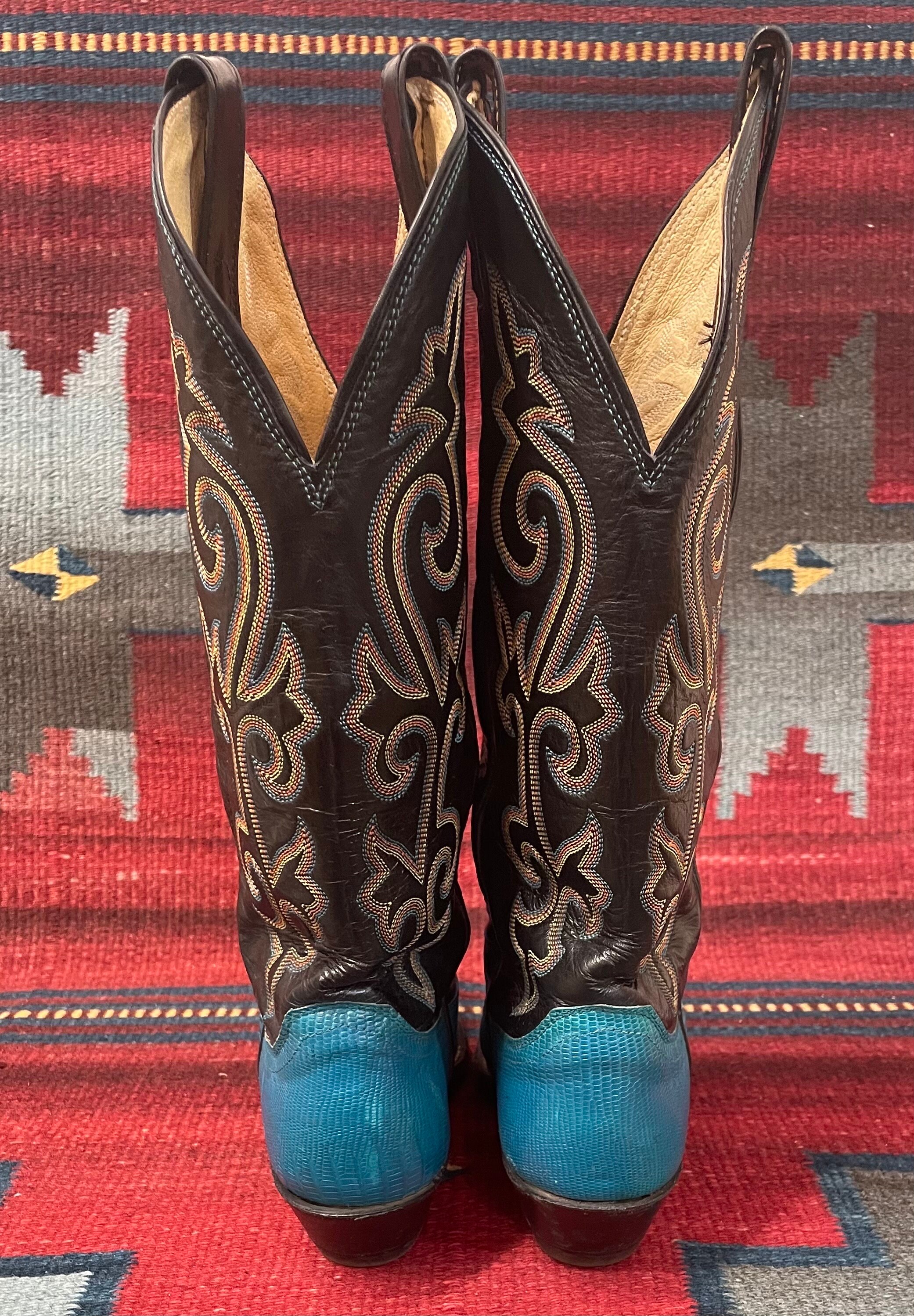 Justin Boots Vintage Brown/Blue Western Leather Belt with Blue Crystal Buckle Justin Men main image 2