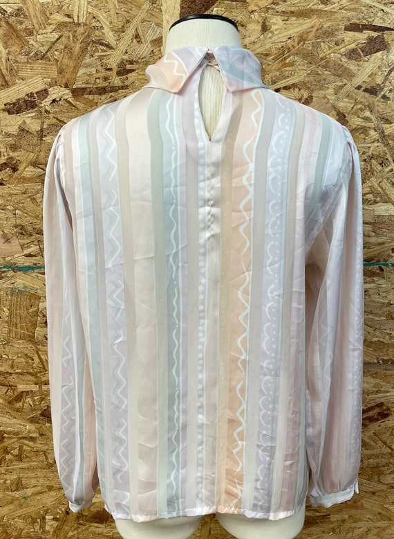 1980’s / 1970’s Pastel Striped Relaxed Fit Silky … - image 5