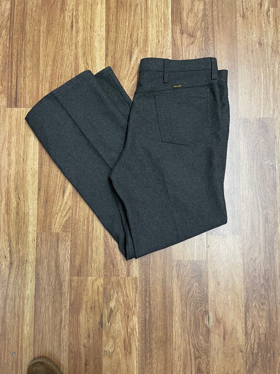 Vintage Polyester Wrangler Charcoal Boot Cut Pant… - image 1