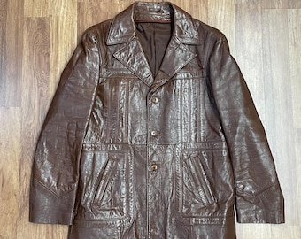 1990's Vintage Ralph Lauren Polo Men's Black Leather Car Coat