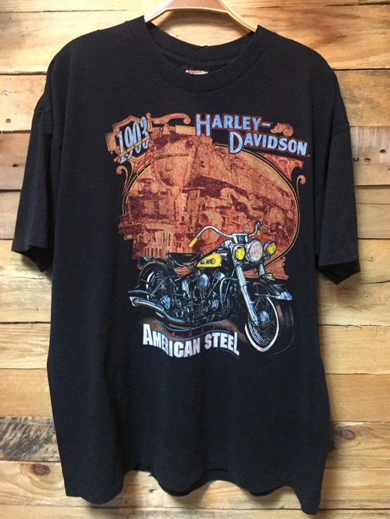 トップス HARLEY DAVIDSON / 90's USA T shirts Vtg 80s 90s Harley Davidson Chopper T-shirt Black L/XL