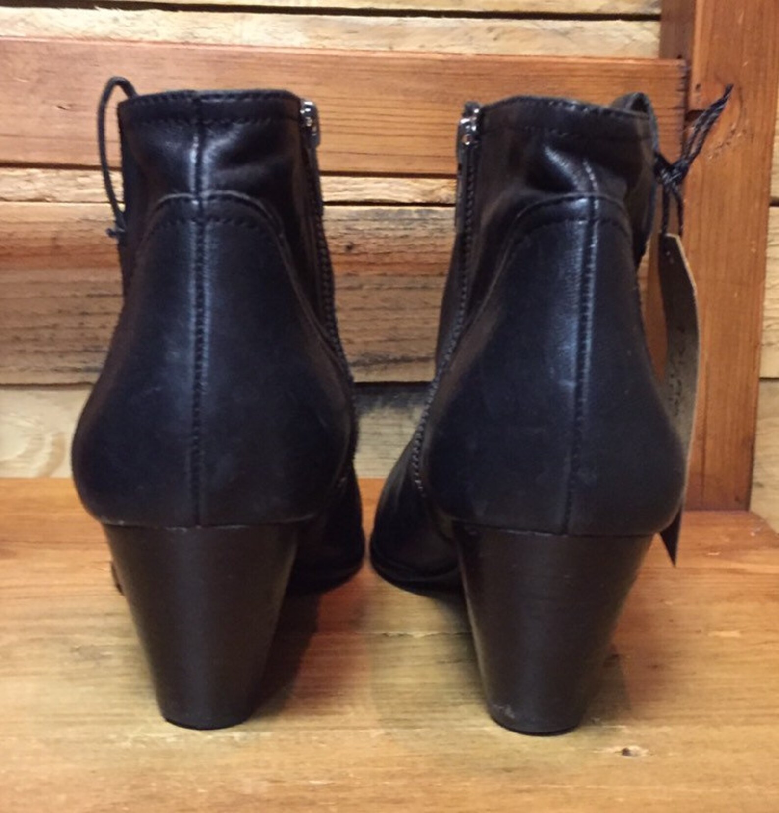 frye leather block heel western booties