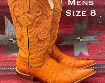 Vintage Justin 8931 Full Quill Ostrich Cowboy Boots – Tan  display picture 3
