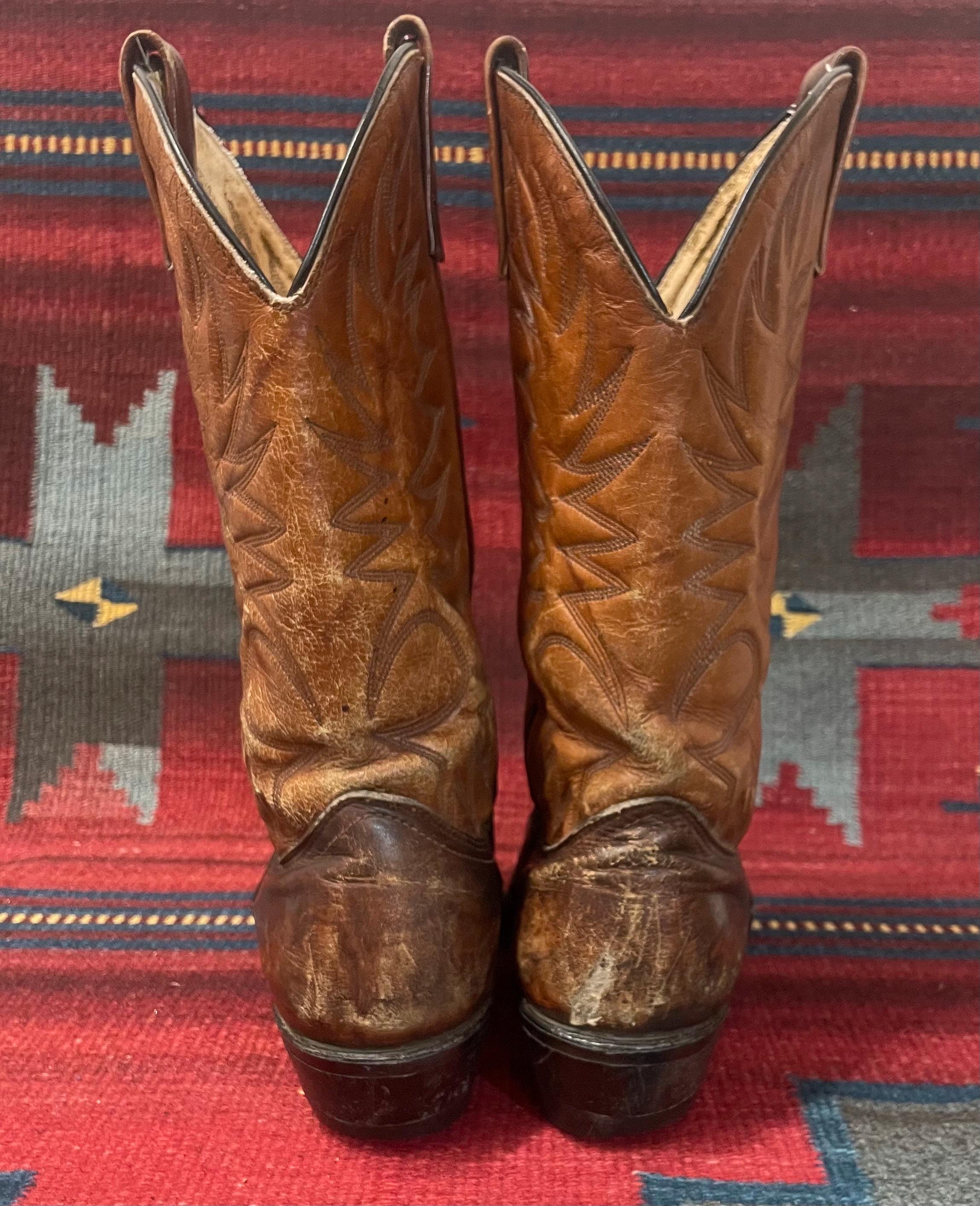 Vintage Cowboy Boots Mens Size 10.5 brown Made in USA Western Oil Chemical Proof 70 main image 3