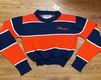 Made In USA Vintage University of Illinois 70’s/ 80’s Crop Sweater XS