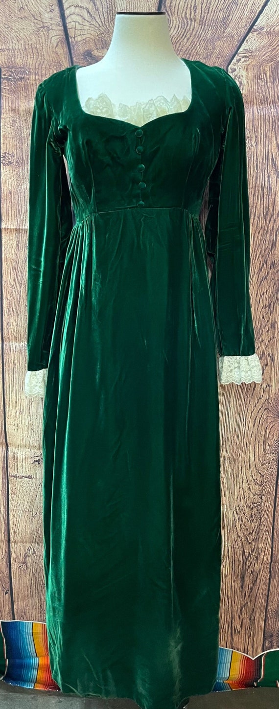 70’s Green Velvet High Waisted Dress main image 1
