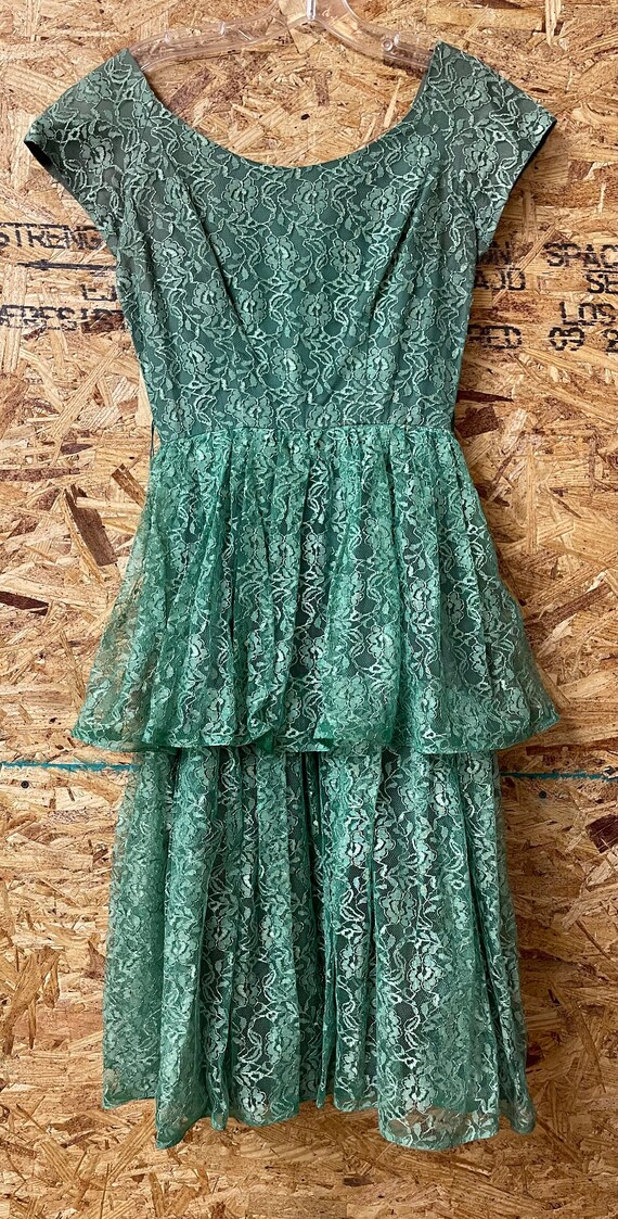 1950's Green Lace Cocktail Party Dress XXS / 0 - image 8