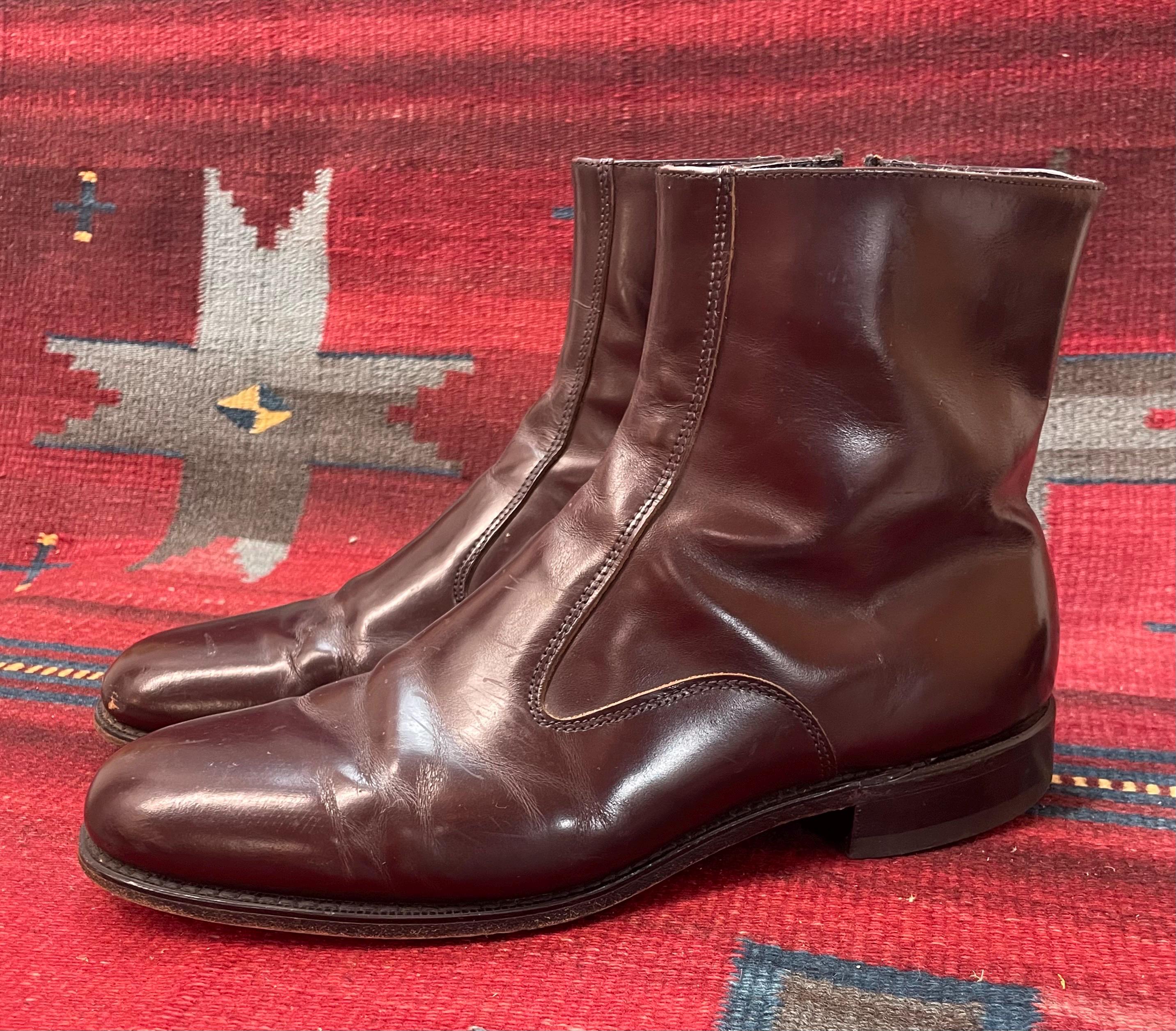Vintage Men's 1970s / 1980's Towncraft Zipper Wine Brown Leather