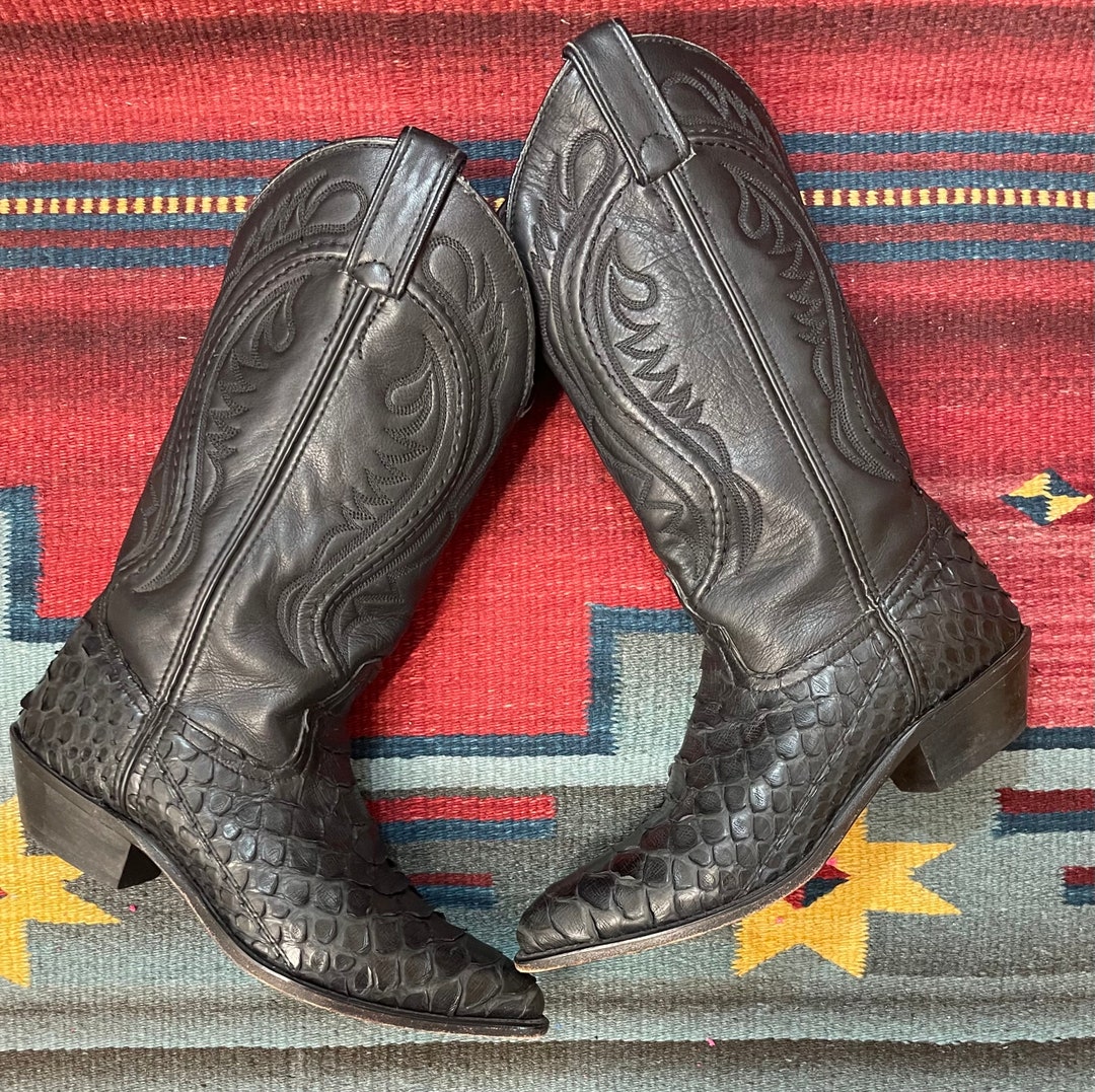 Code West Vintage Made in USA Black Leather Cowgirl Western Boots ...