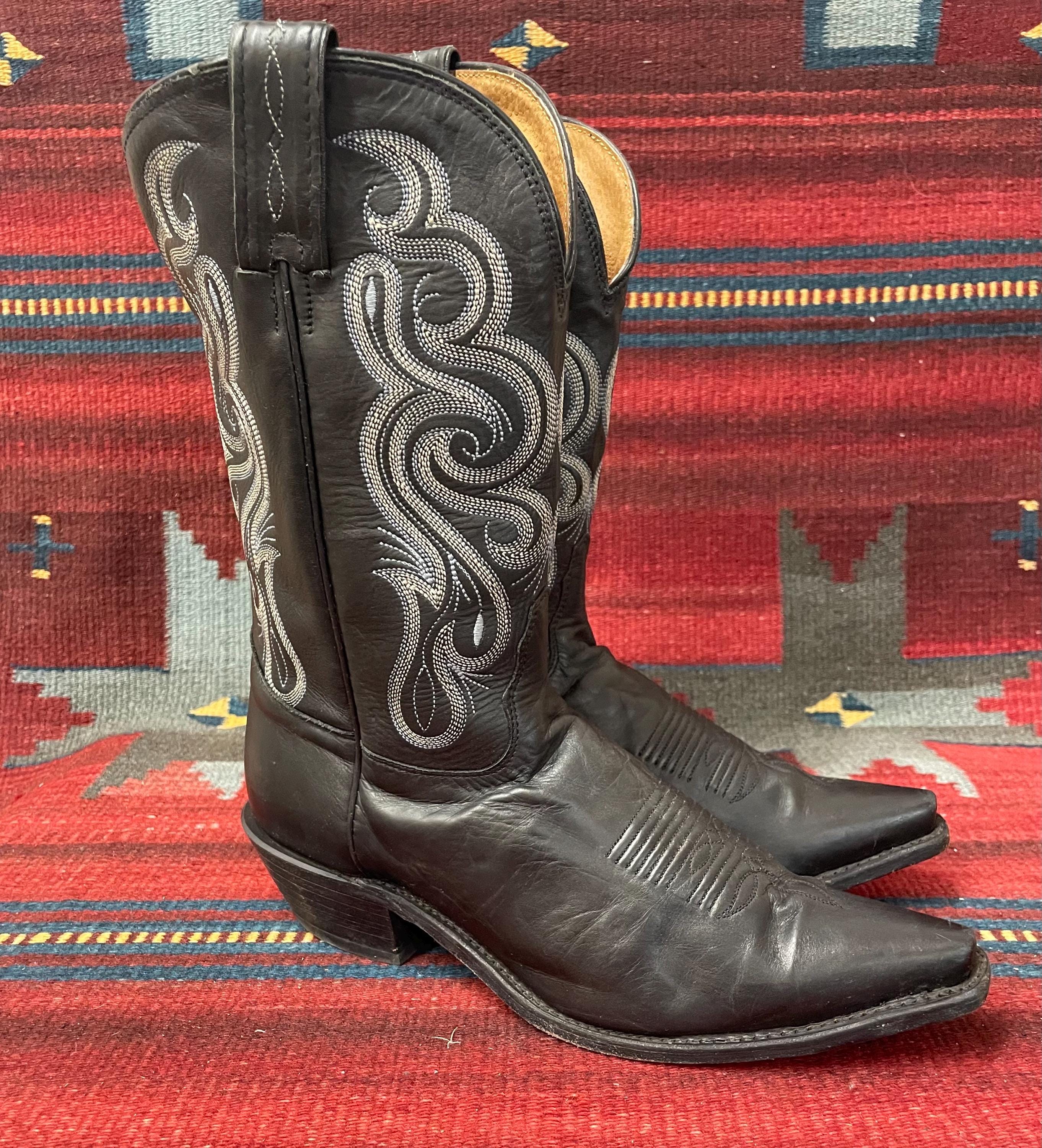 Bottes De Cowboy Dan Post Femme – Noires, Peau De Lézard Tegu, 5 M, Neuves