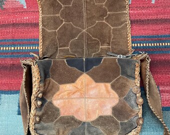 1960's / 1970's Boho Vintage CHAR Patchwork Suede and Leather Whip