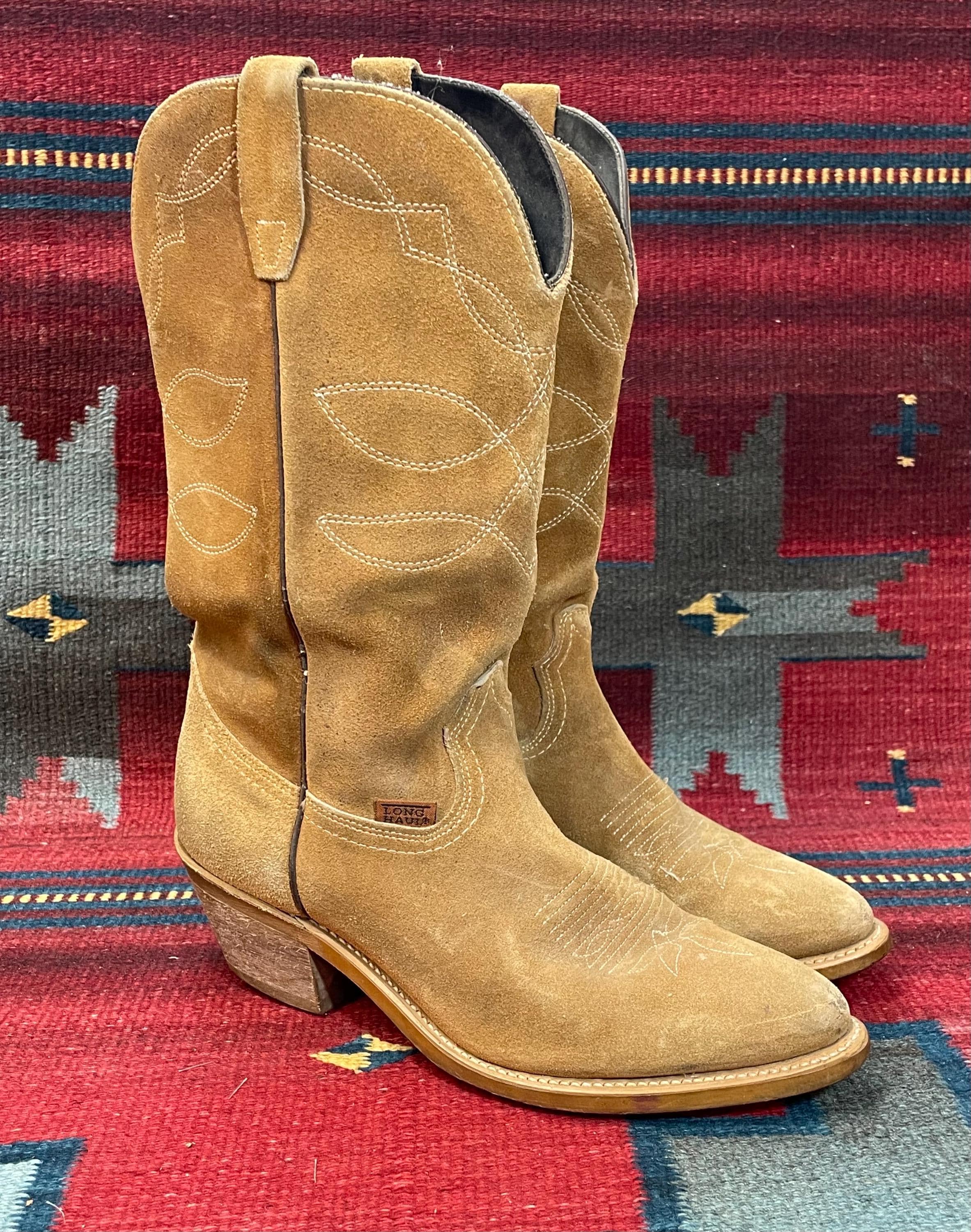 Beige Suede Cowboy Boots - Main Image