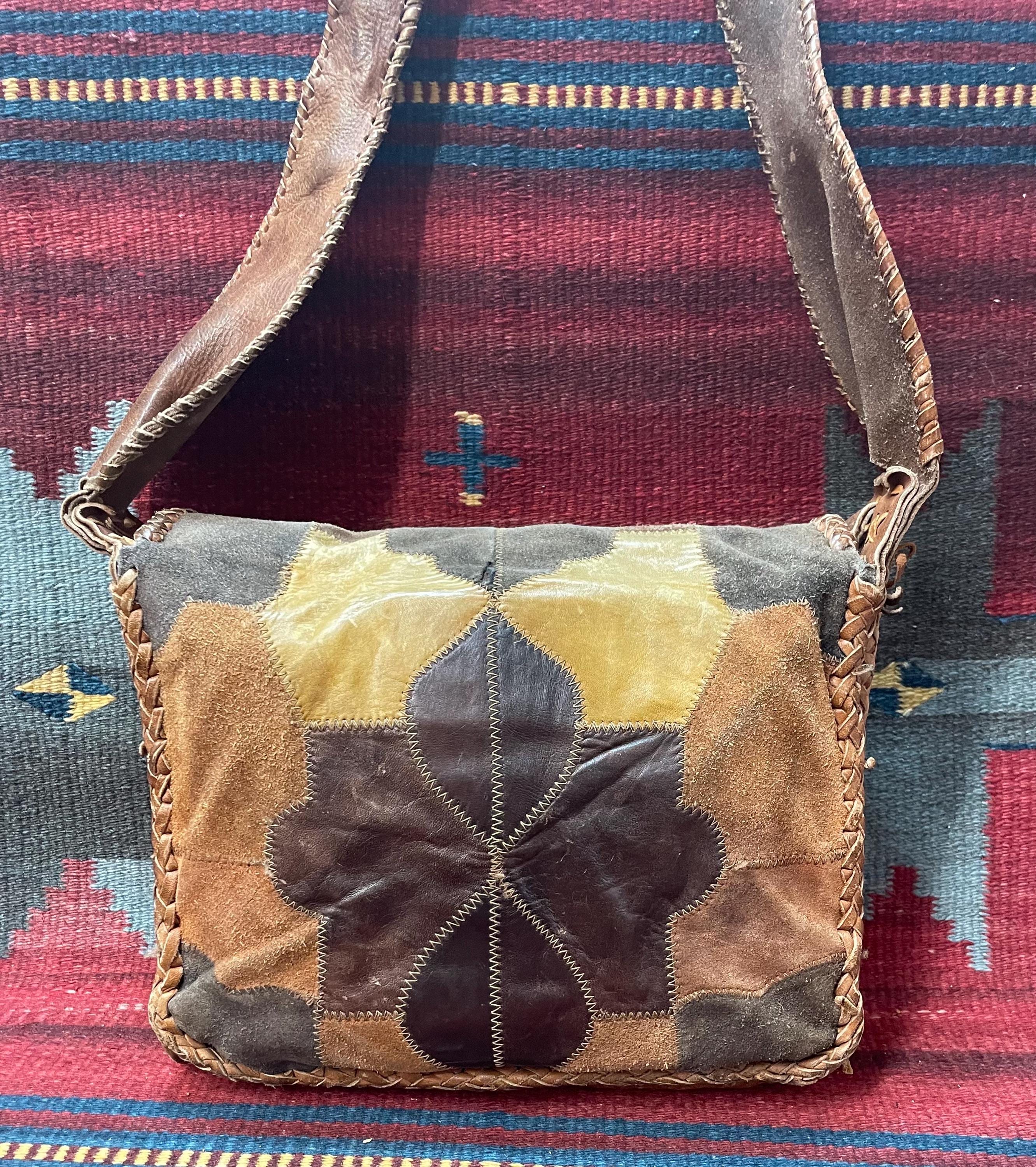 1960's / 1970's Boho Vintage CHAR Patchwork Suede and Leather Whip