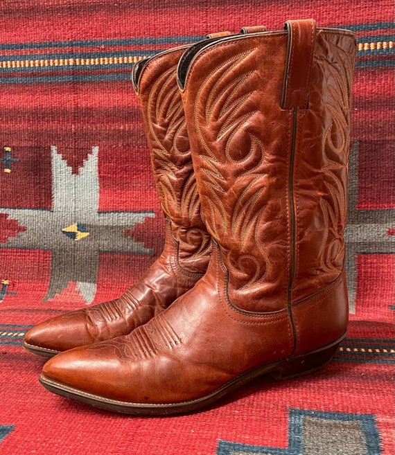 Men s Vintage Code West Leather Broken in Low Heel Western Cowboy Boots size 13 Made in USA