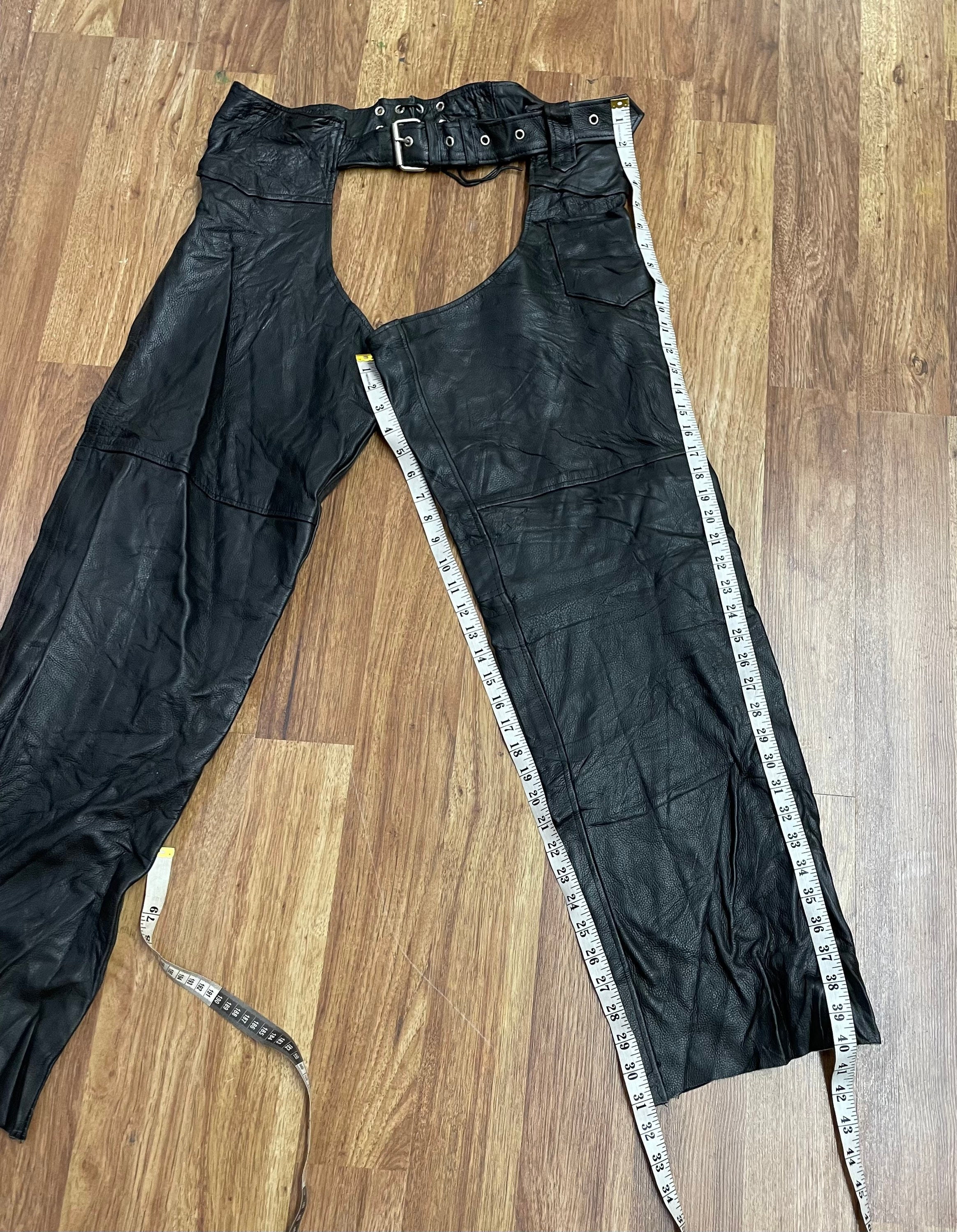 Chaps En Cuir Noir Taille S - Non Doublée - Earl Talon - Vintage
