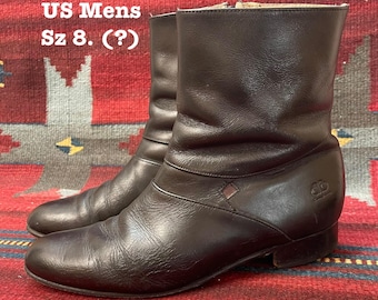 Vintage Men’s Black Leather Zipper Shoe Boots Mexican size 27  ( Us Sz 8?) By AB Bessero