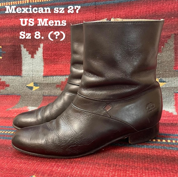 Vintage Men’s Black Leather Zipper Shoe Boots Mexican size 27 ( Us Sz 8?) By AB Bessero