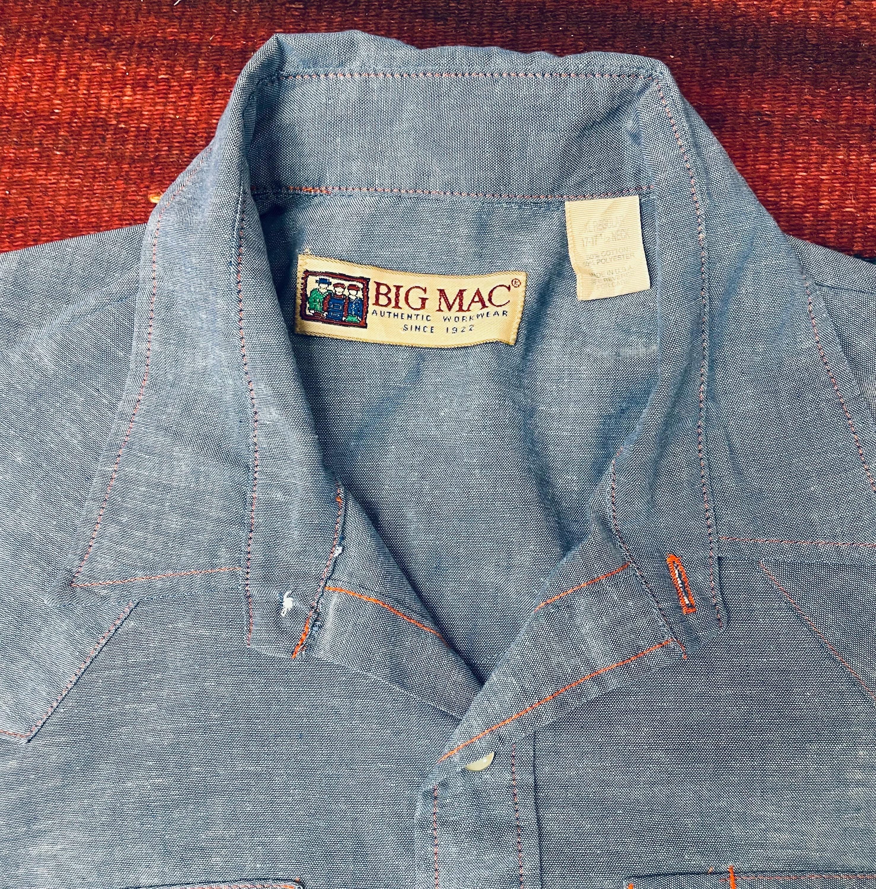 Vintage Big Mac Authentic Workwear Chambray Blue Denim Lightweight 