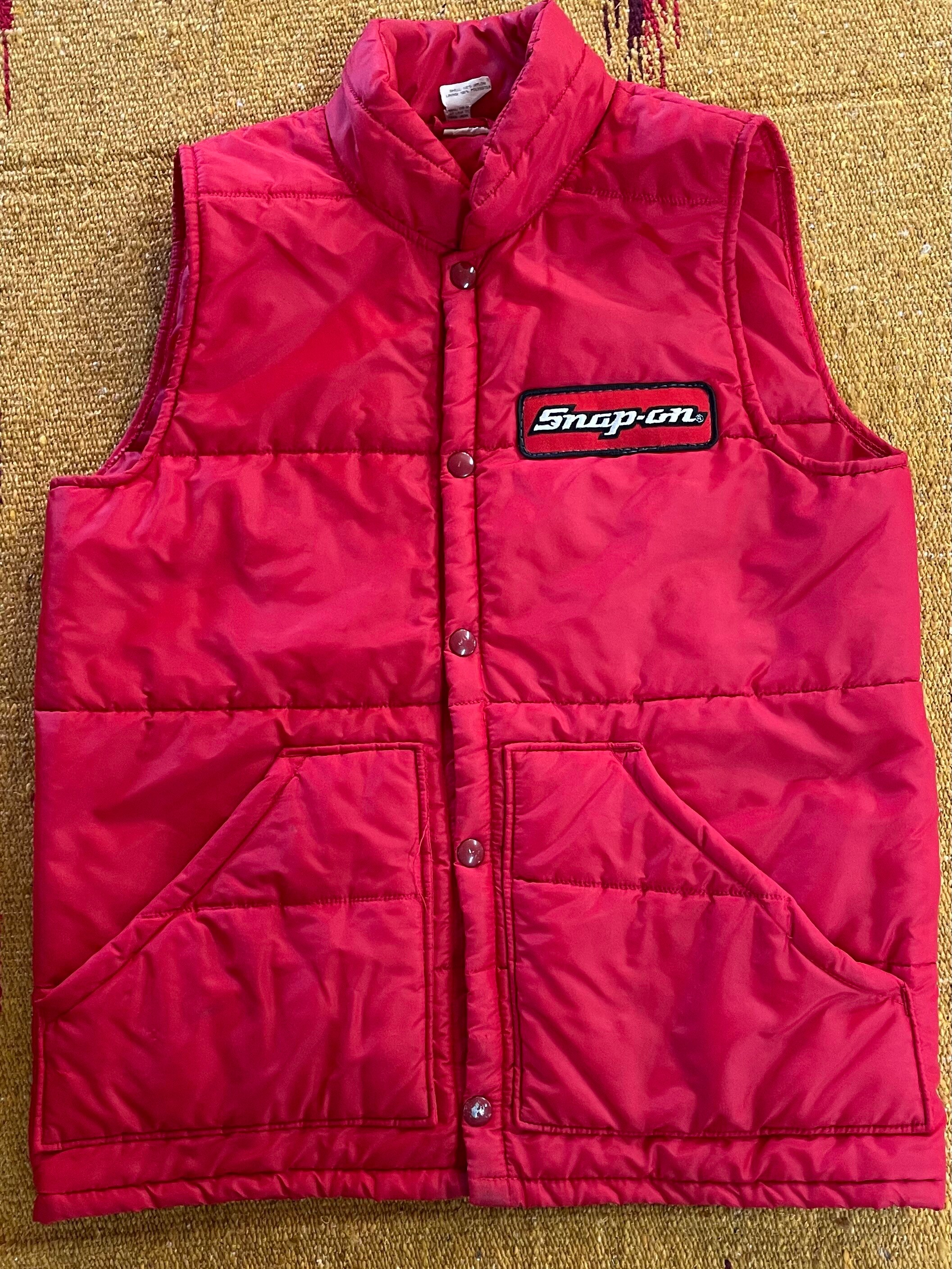 1980s Vintage Puffer Ski Vest Snap on Tools Size S Made in USA