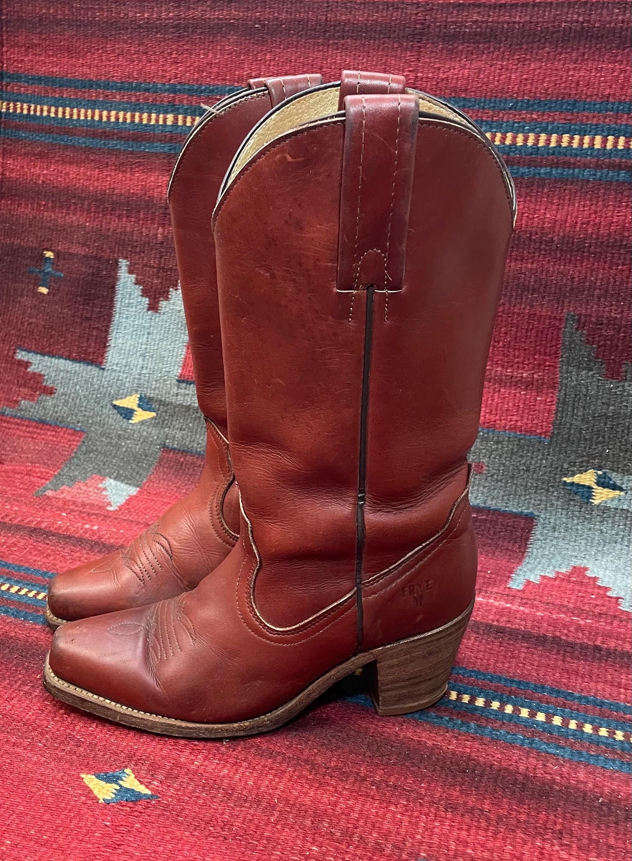 Frye フライ ホワイトレザー キャンパス カウボーイブーツ サイズ6