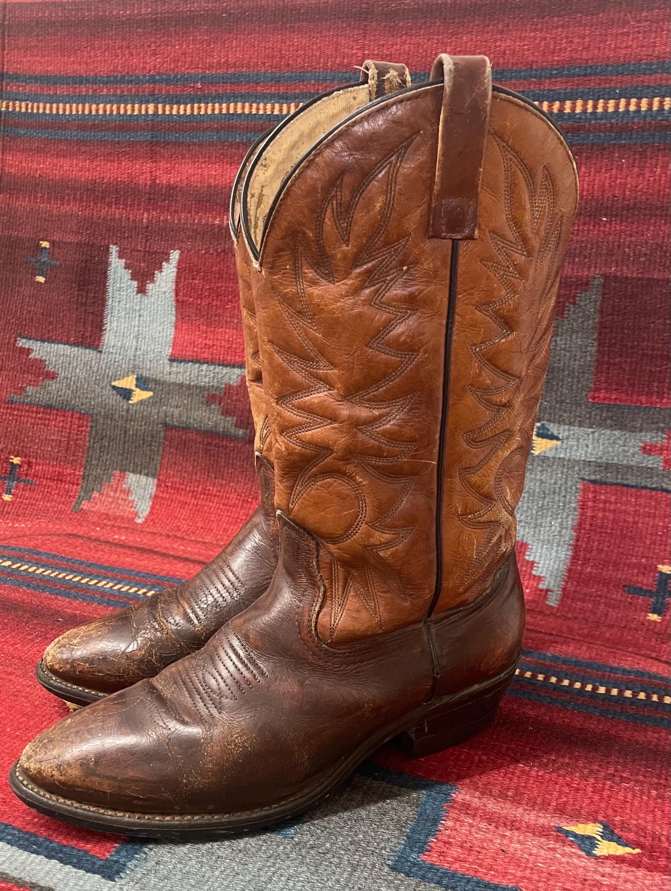 Stivali Da Cowboy Uomo, Western Classici Con Ricami, Punta Affusolata E Tacco Cubano, Slip-on