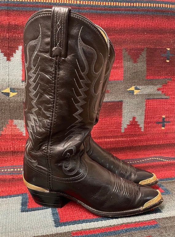 Broken-in Vintage Dan Post Black Leather Western G